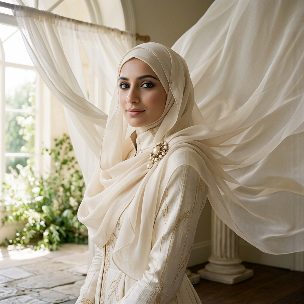 Woman wearing elegant hijab portrait
